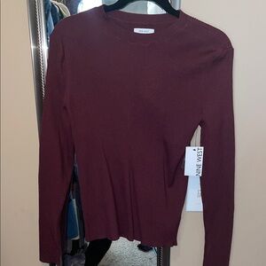 Nine West Deep Burgundy Long Sleeve Top